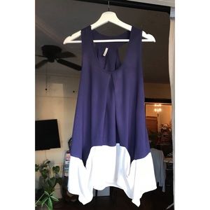 Blue & White Racerback Mini Dress, By Honeypunch size Small